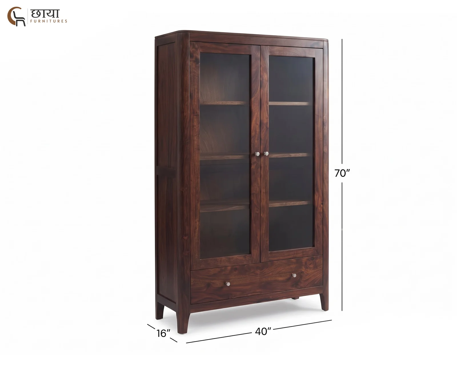 Tommy Sheesham Wood Kitchen Cabinet (Walnut Finish) — dim 3