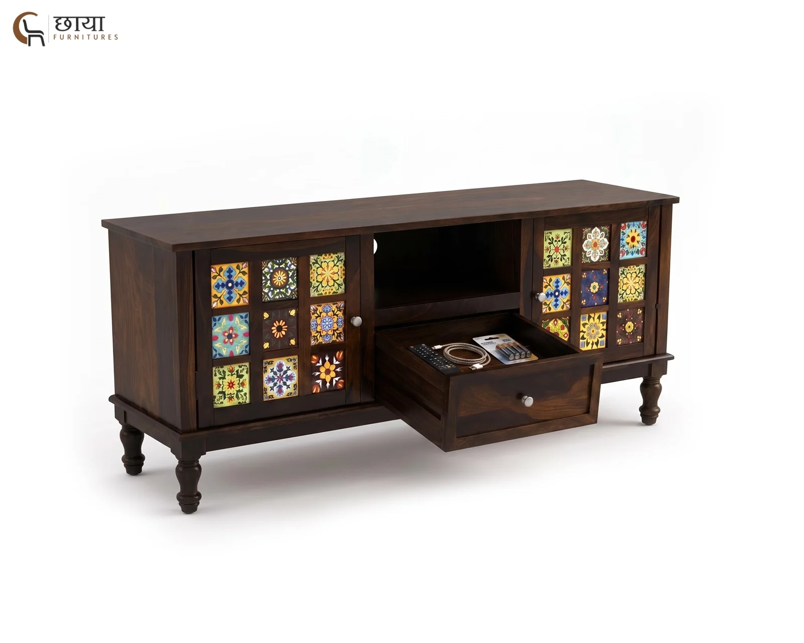 Alvara TV Unit (Walnut Finish) — 5