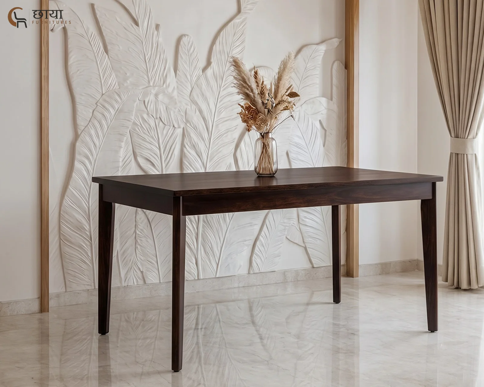Aangan 6 Seater Dining Table (Walnut Finish) — 06