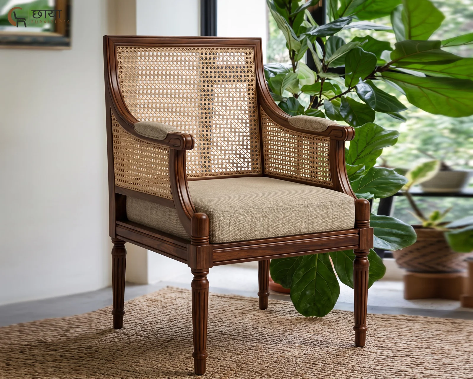 Novi Arm Chair (Teak Finish) — 10