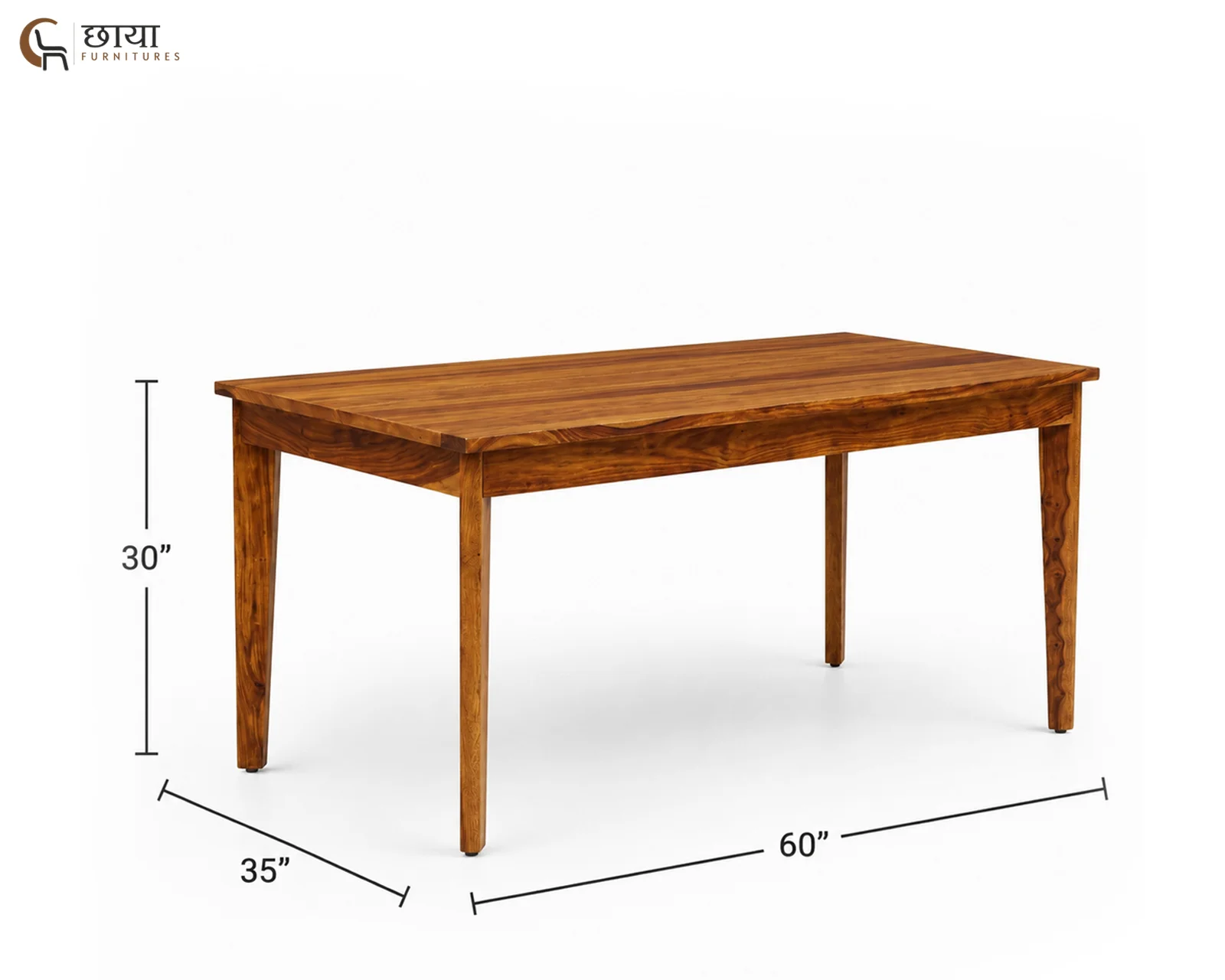 Aangan 6 Seater Dining Table Set (Honey Finish) — dim 4