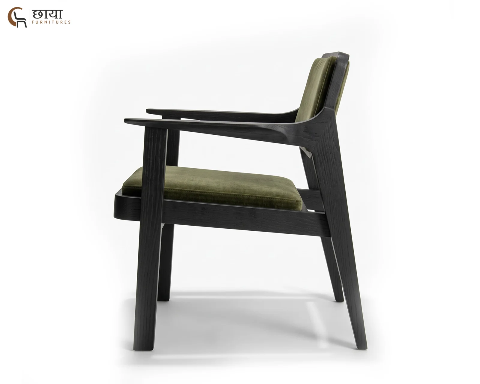 Saul Arm Chair (Black Finish, Green Velvet) — 5