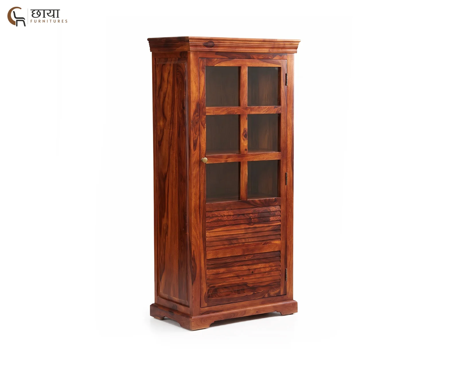 Steve Sheesham Wood Kitchen Cabinet (Honey Finish) — 6