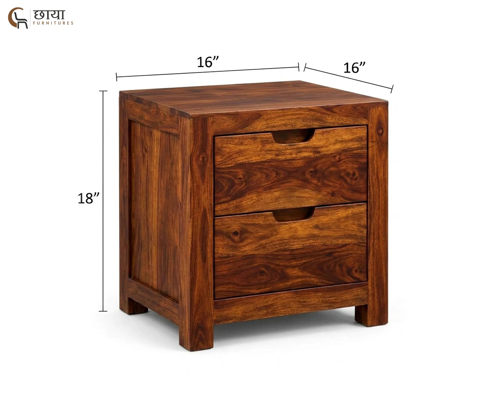 Veer Bedside Table (Honey Finish) — dim 1