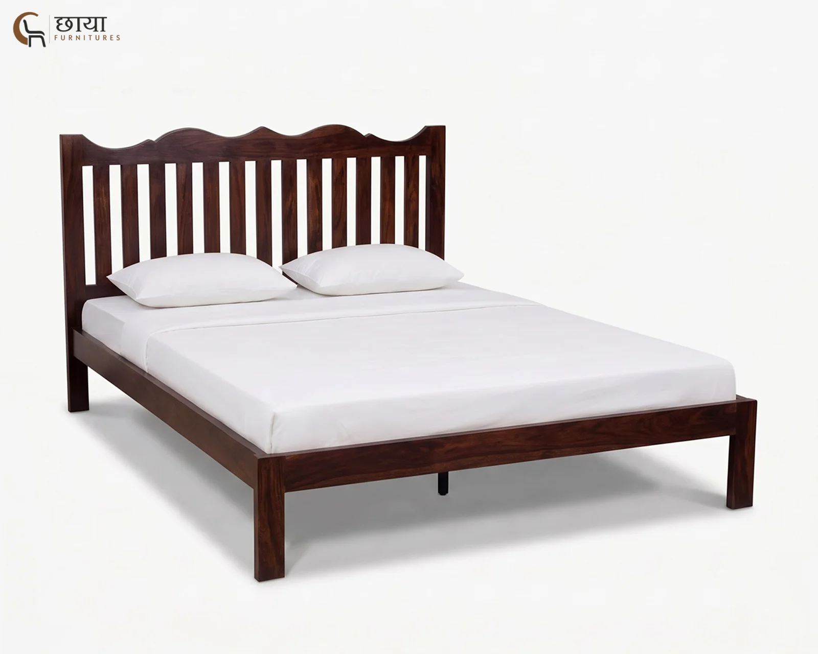Davos Sheesham Wood Bed Without Storage (King Size, Walnut Finish) — 4