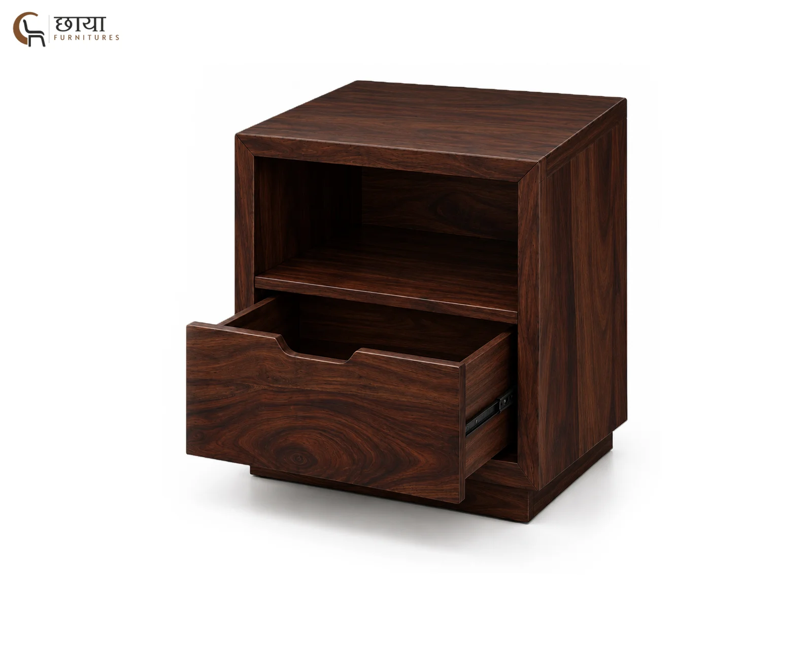 Nexa Bedside Table (Walnut Finish) — 2
