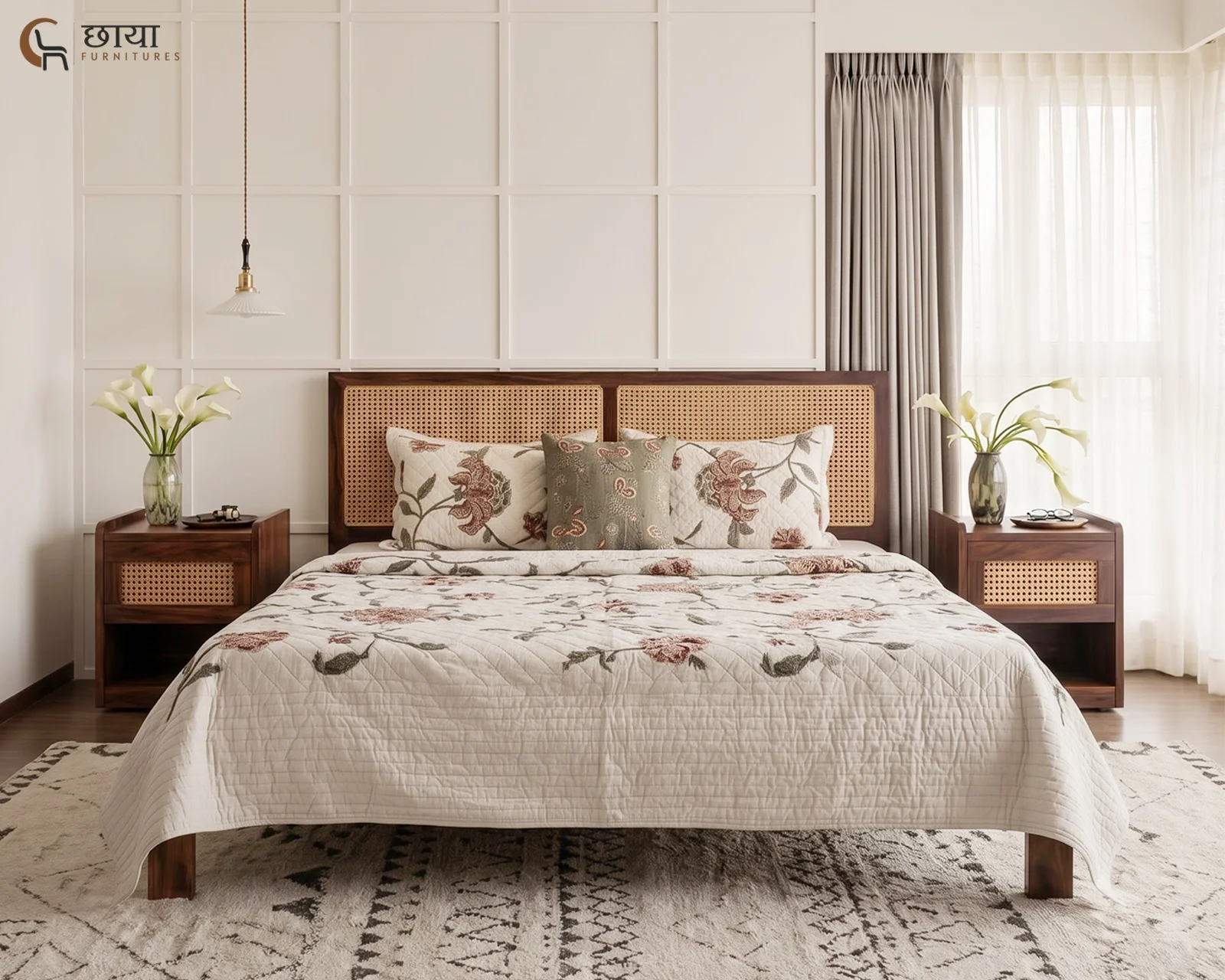 Adam Sheesham Wood Bed Without Storage (King Size, Walnut Finish) — 16
