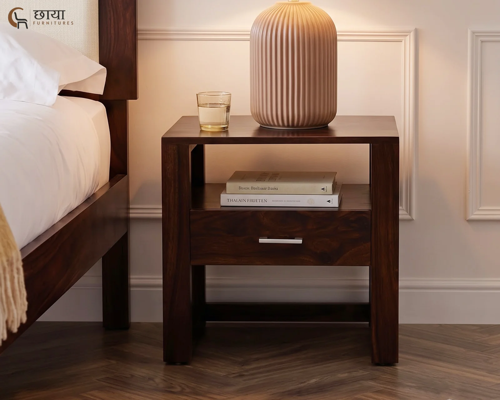 Riya Bedside Table (Walnut Finish) — 7