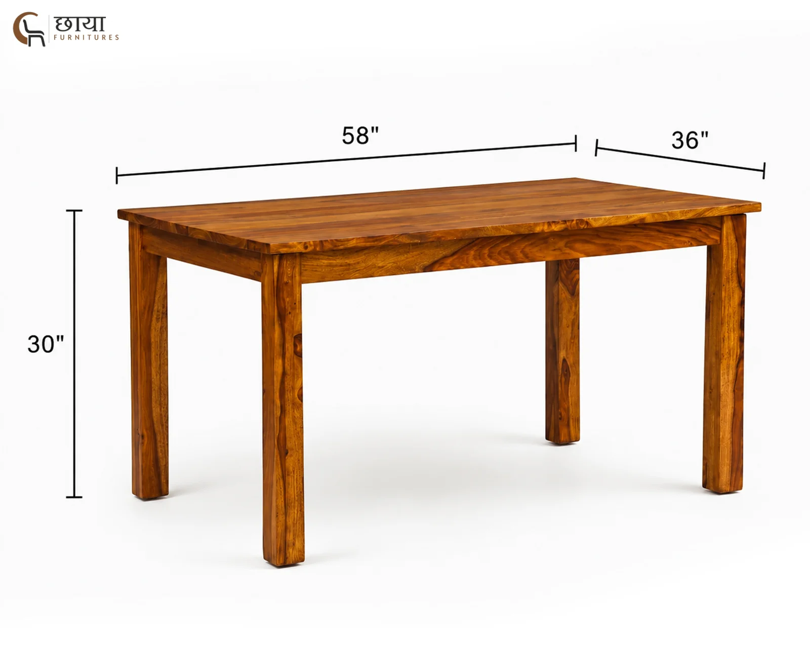 Velora 6 Seater Dining Table Set (Honey Finish) — dim