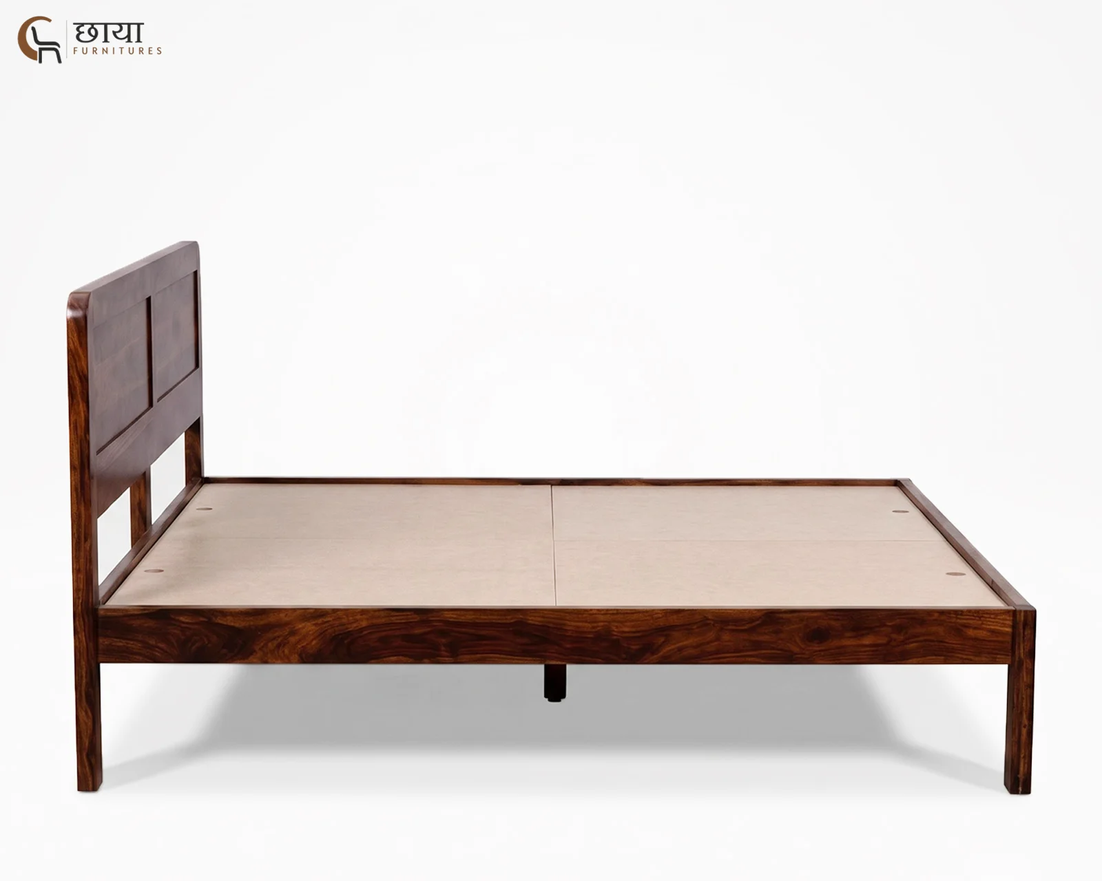 Hannah Sheesham Wood Bed Without Storage (King Size, Walnut Finish) — 8