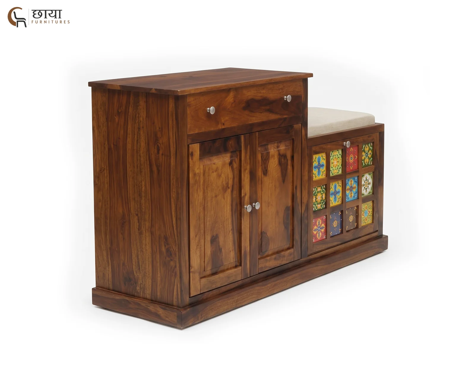 Elara Shoe Rack (Honey Finish) — 3