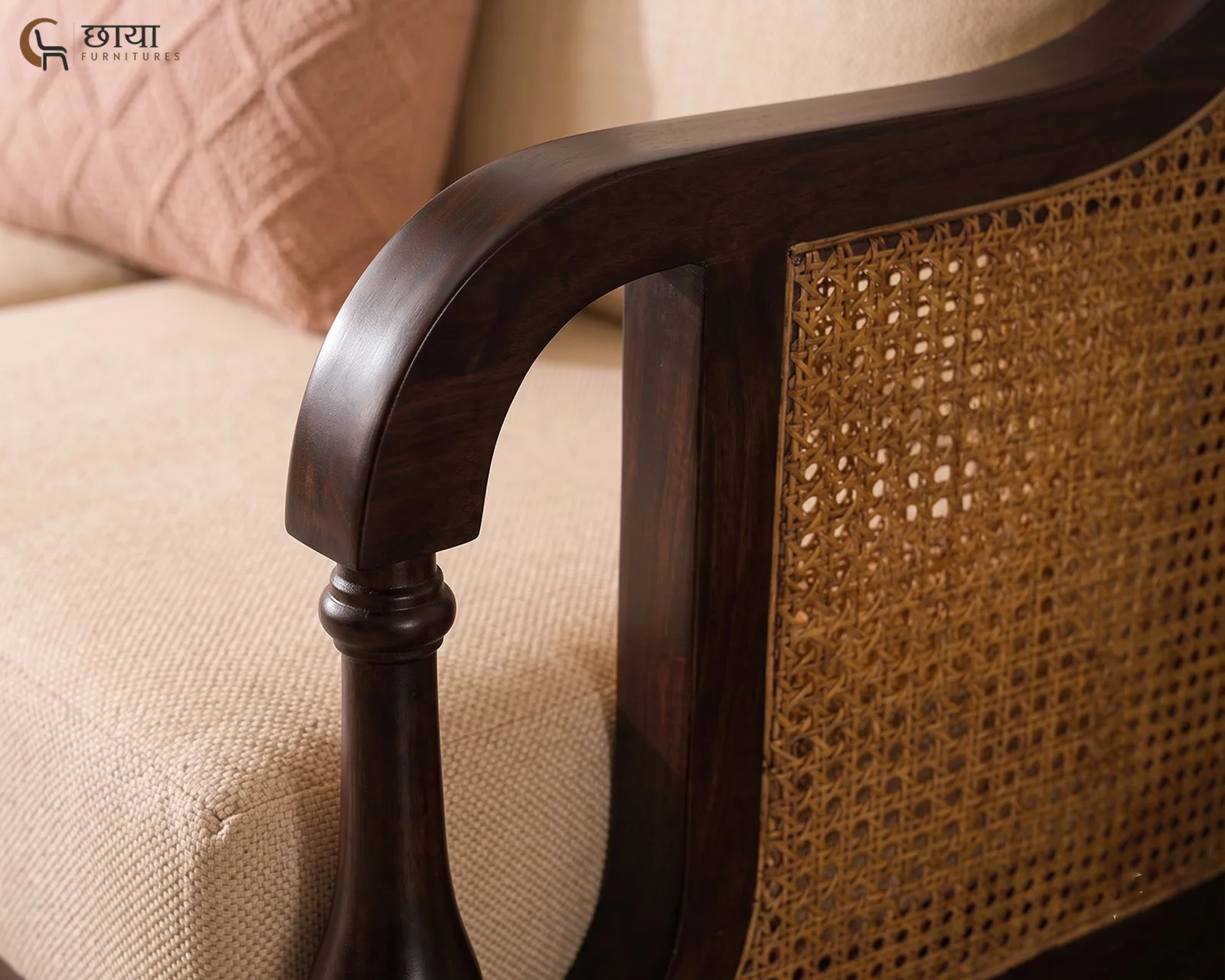 Meher Single Seater Wooden Sofa (Walnut Finish) — 26