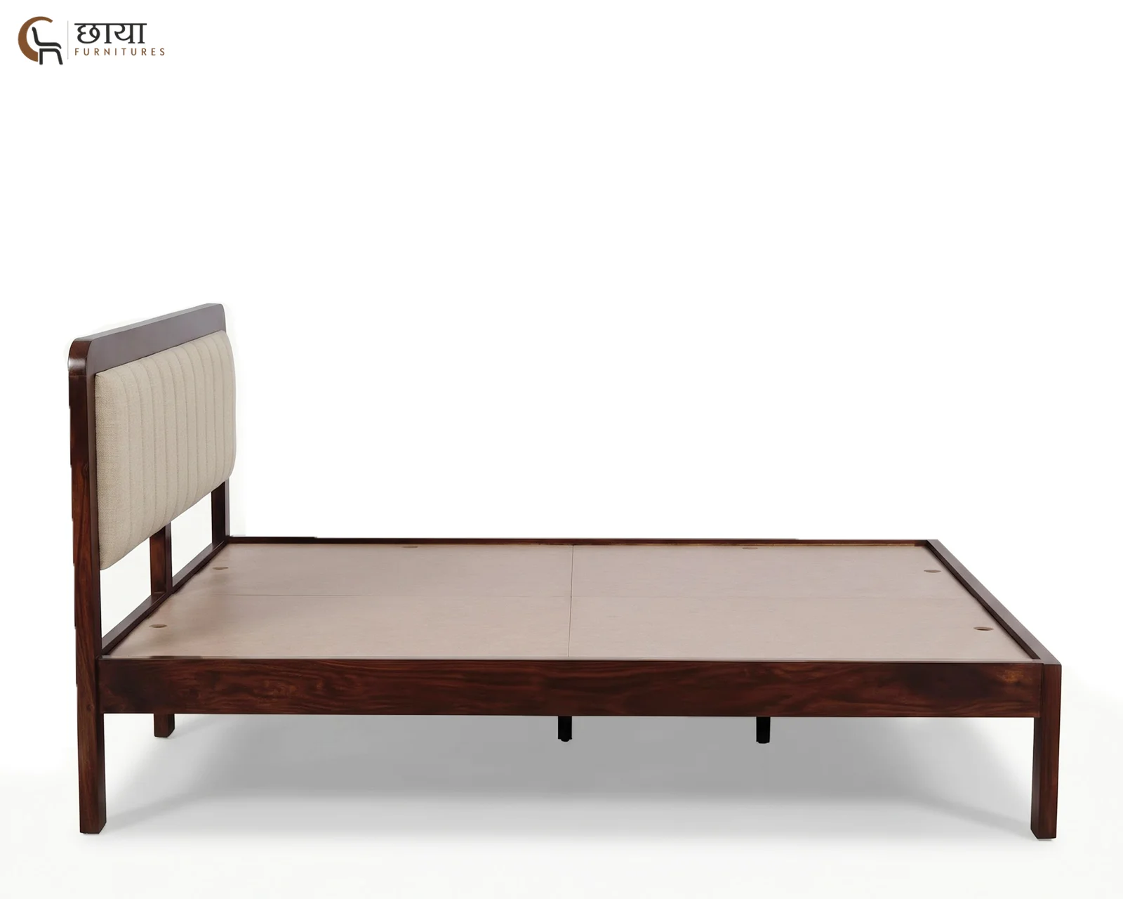 Lydia Sheesham Wood Bed Without Storage (King Size, Walnut Finish) — 7