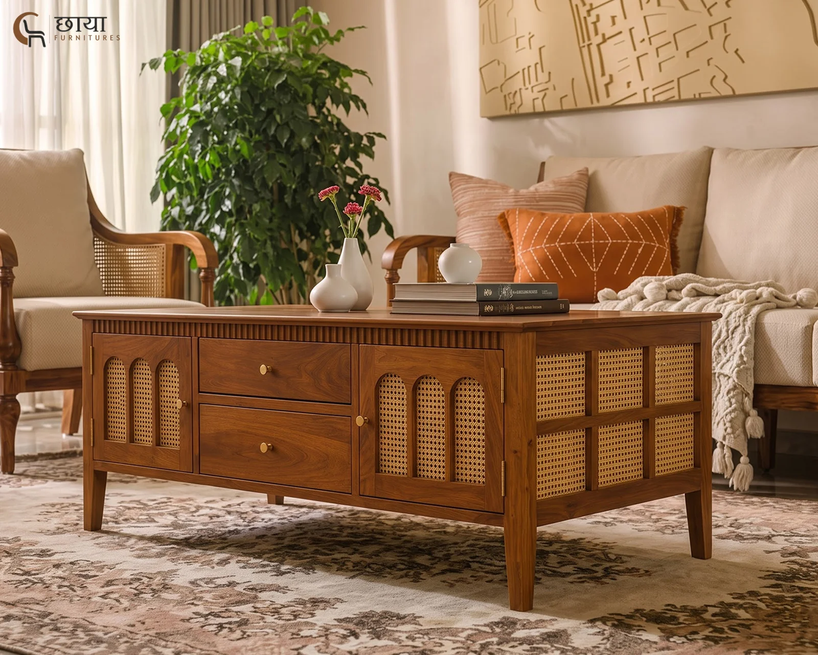 Neer Coffee Table (Honey Finish) — front