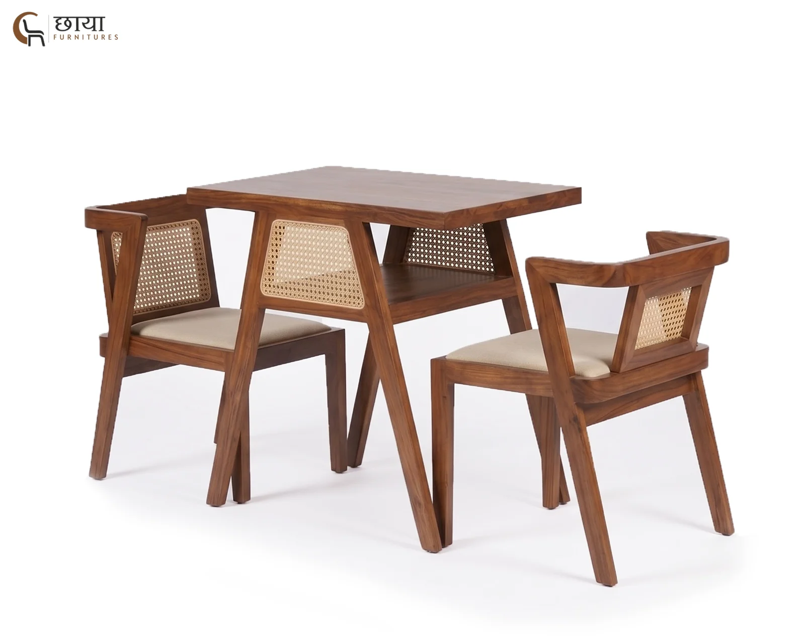 Ryder 2 Seater Dining Set (Mango Wood, Teak FInish) — 3