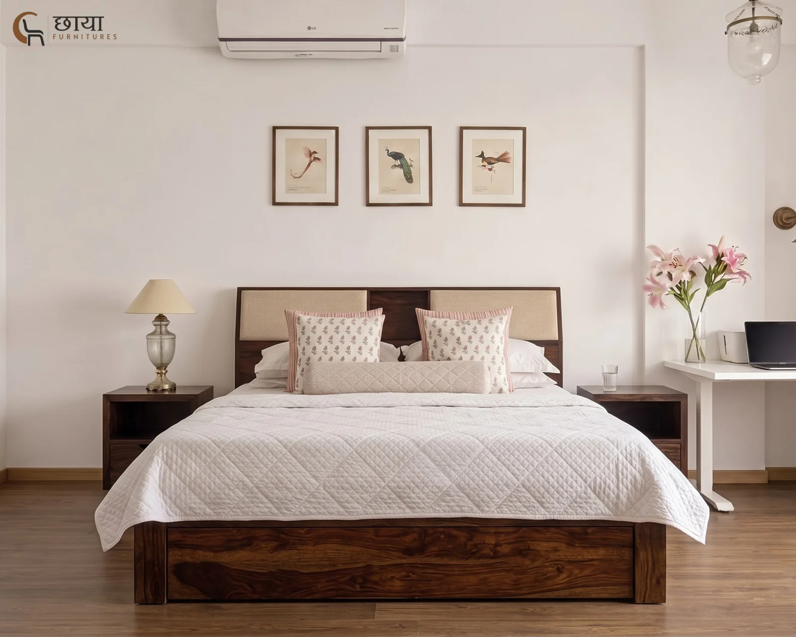 Darbar Sheesham Wood Bed With Drawer Storage (Queen Size, Walnut Finish) — 27