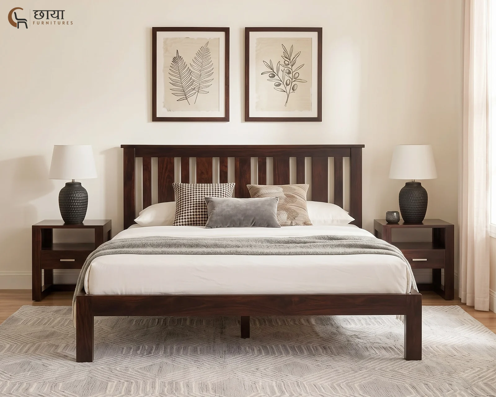 Magnus Sheesham Wood Bed Without Storage (King Size, Walnut Finish) — 13