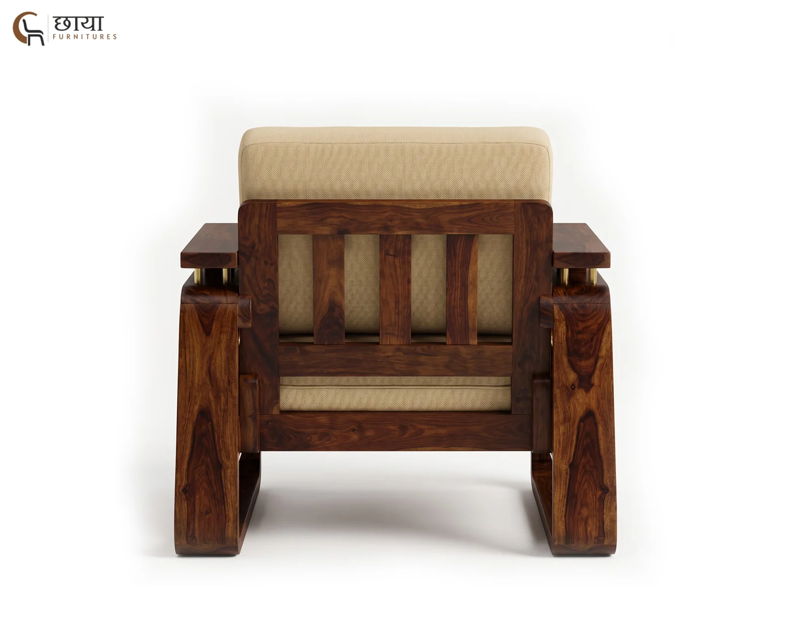 Diwas Single Seater Wooden Sofa (Teak Finish) — 003