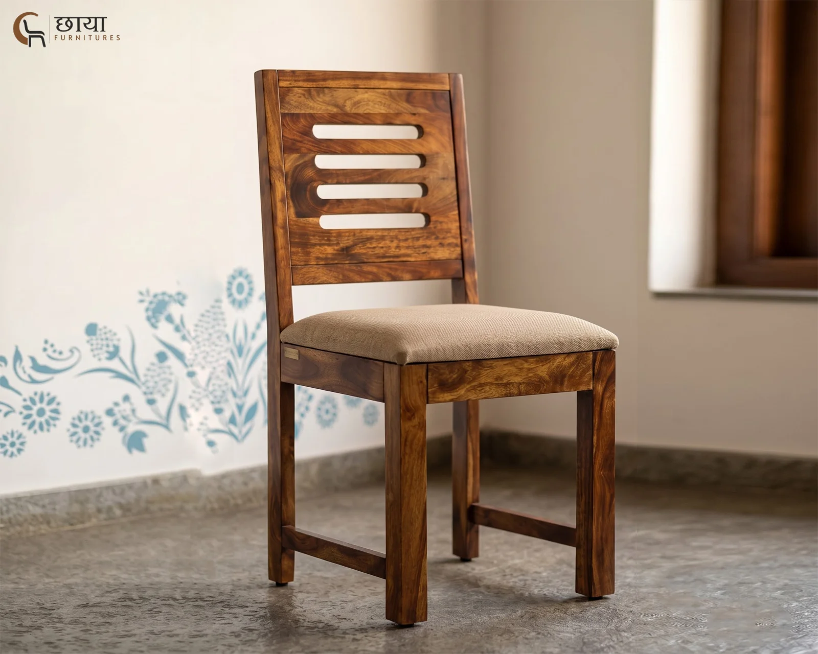 Velora Dining Chair (Honey Finish) — front (2)
