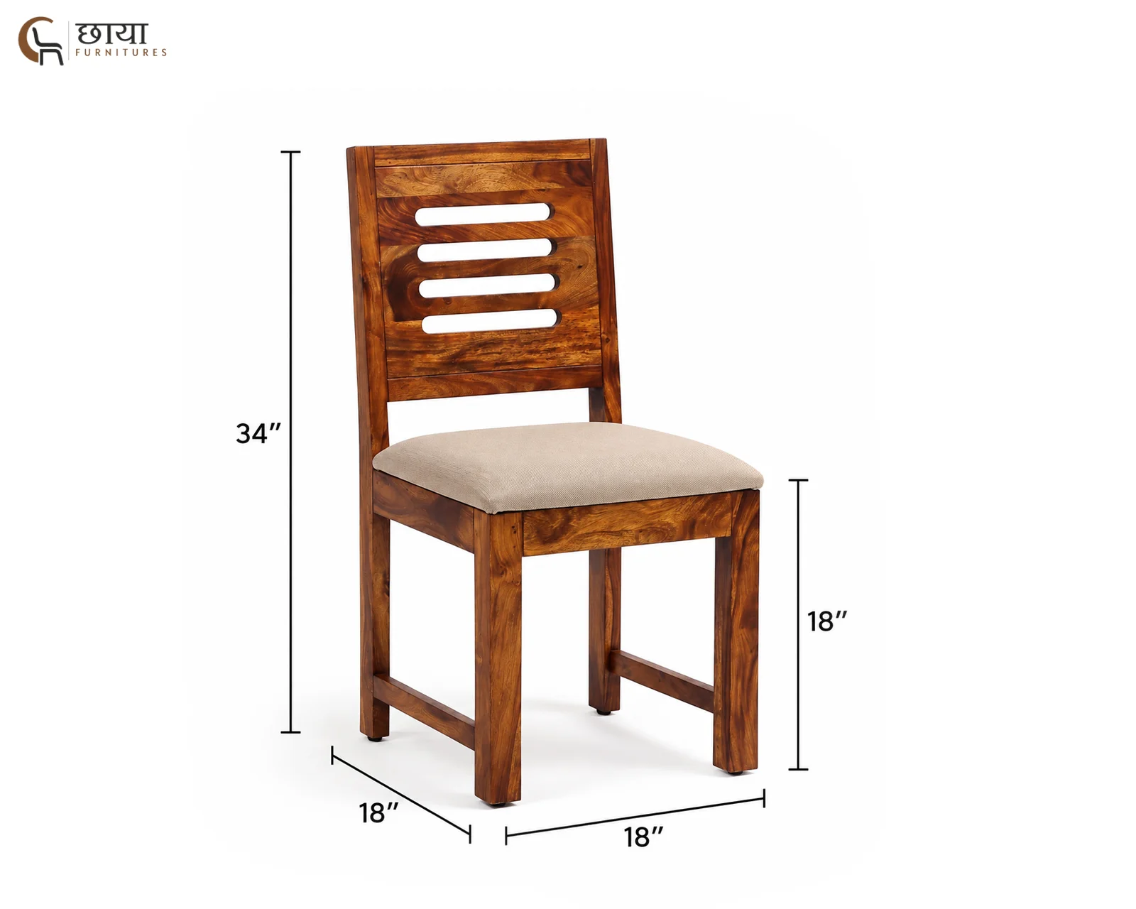 Velora 6 Seater Dining Table Set (Honey Finish) — dim chair