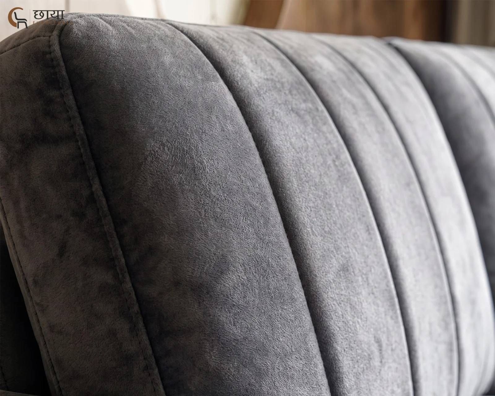 Edan Single Seater Fabric Sofa (Grey) — closeup 1