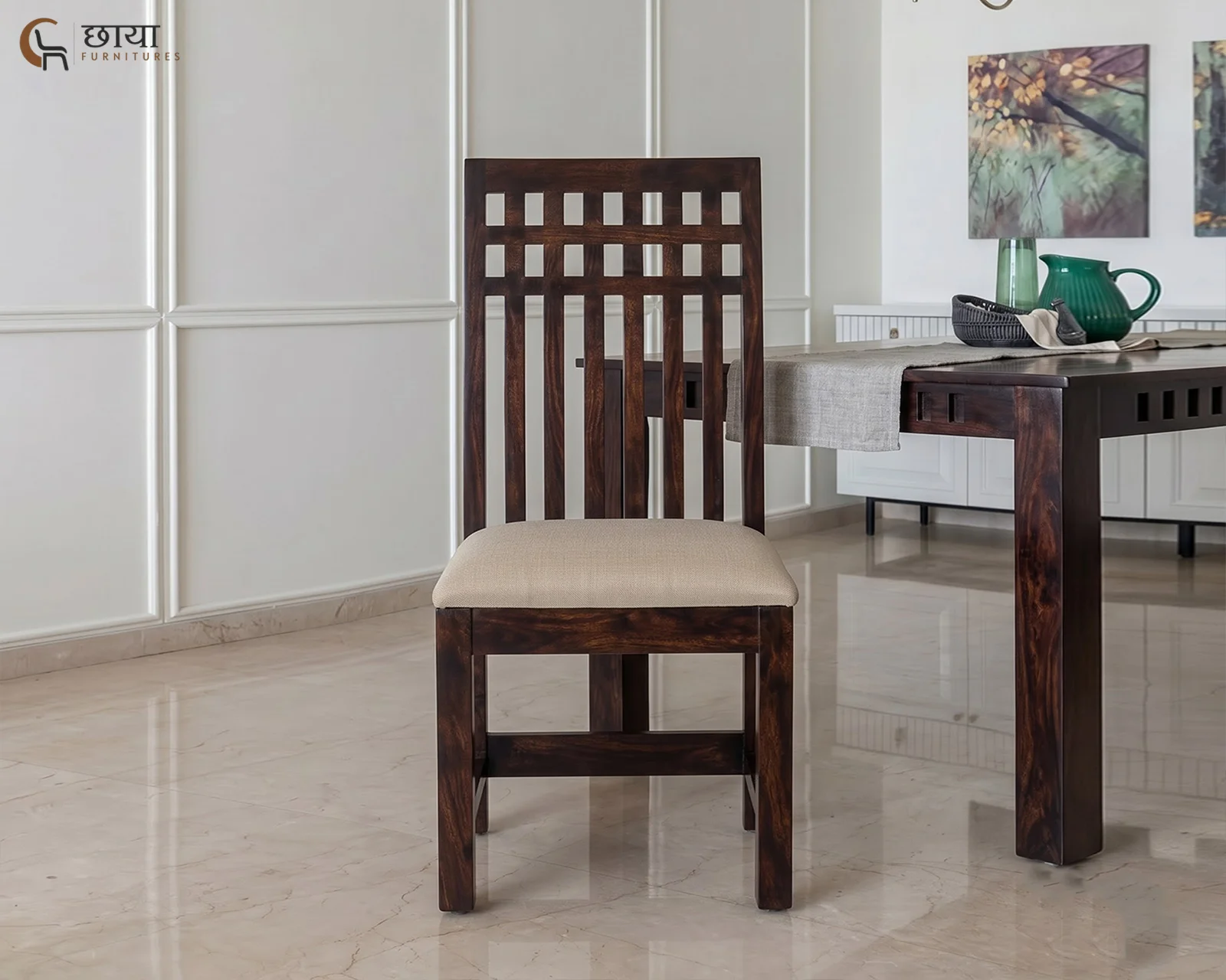 Haven 6 Seater Dining Table Set (Walnut Finish) — 3