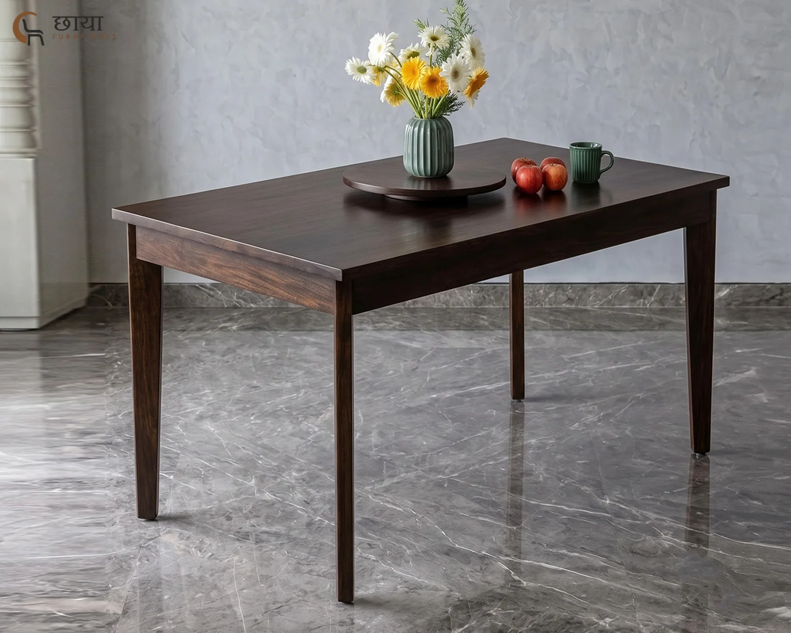 Aangan 6 Seater Dining Table (Walnut Finish) — 03