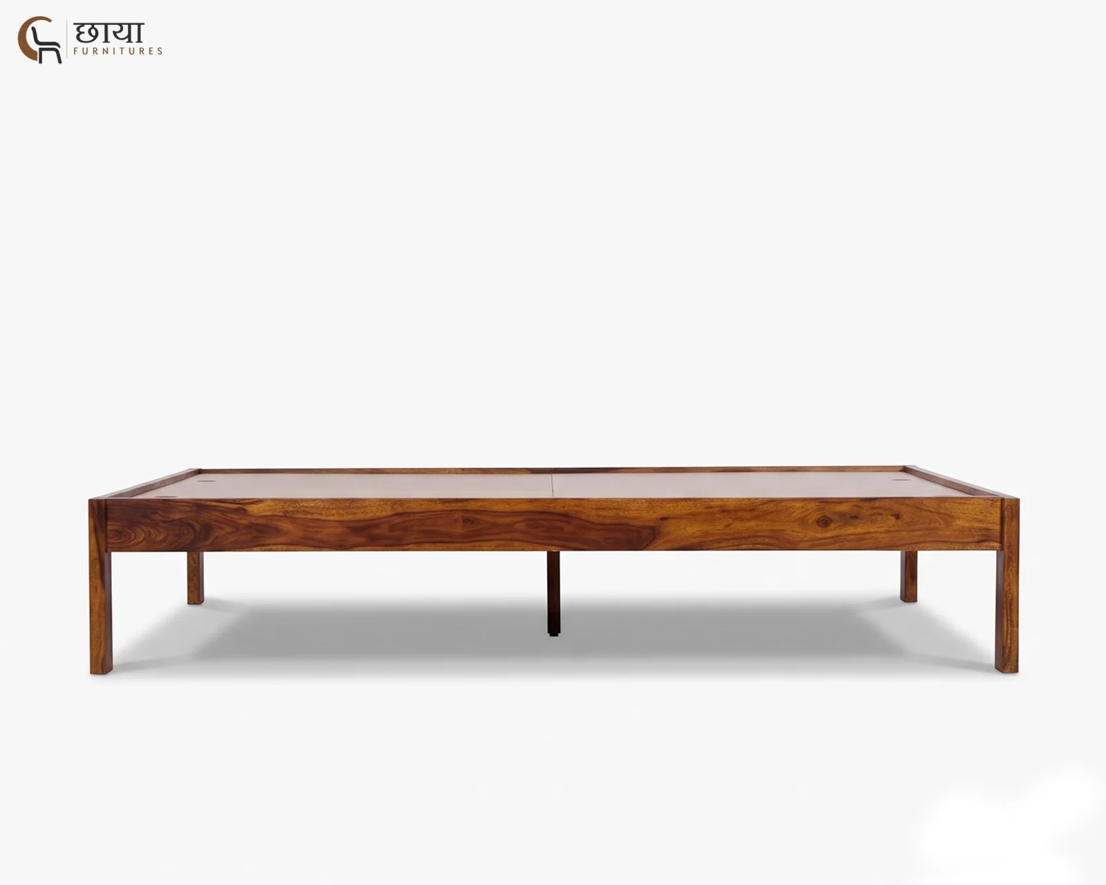 Yara Sheesham Wood Bed Without Storage (King Size, Honey Finish) — 6