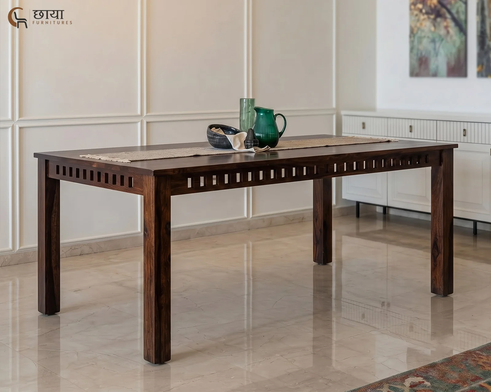 Haven 6 Seater Dining Table (Walnut Finish) — 2