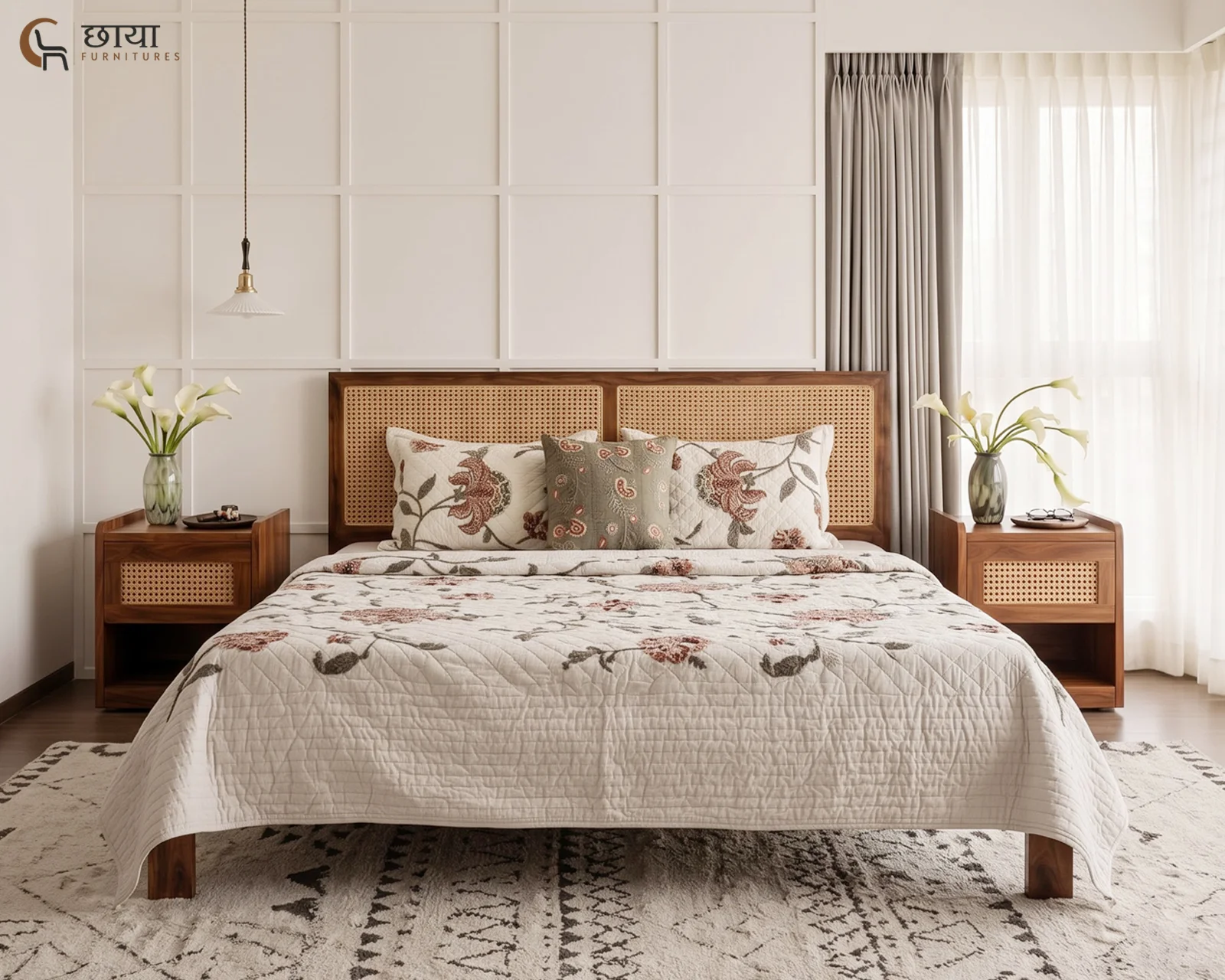 Adam Sheesham Wood Bed Without Storage (Queen Size, Honey Finish) — 13