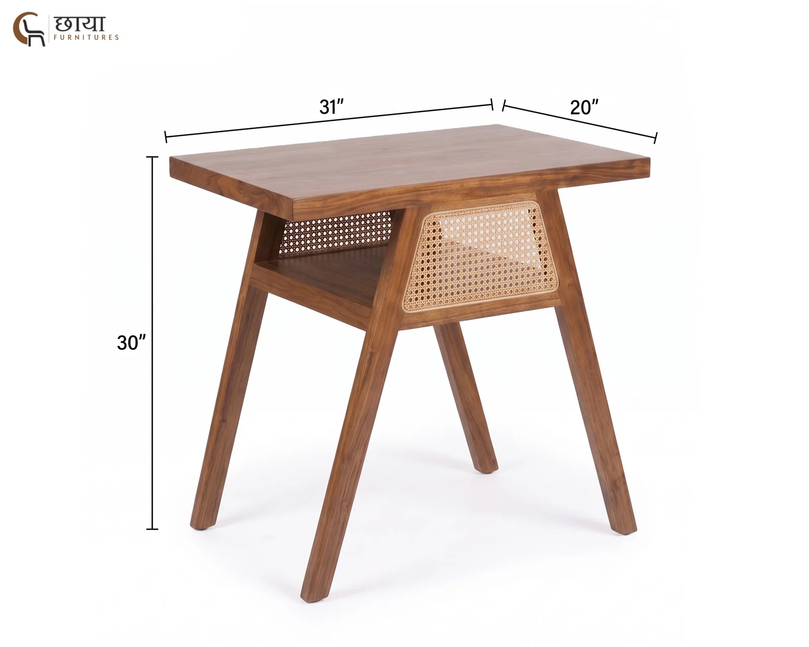 Ryder 2 Seater Dining Set (Mango Wood, Teak FInish) — dim table 1