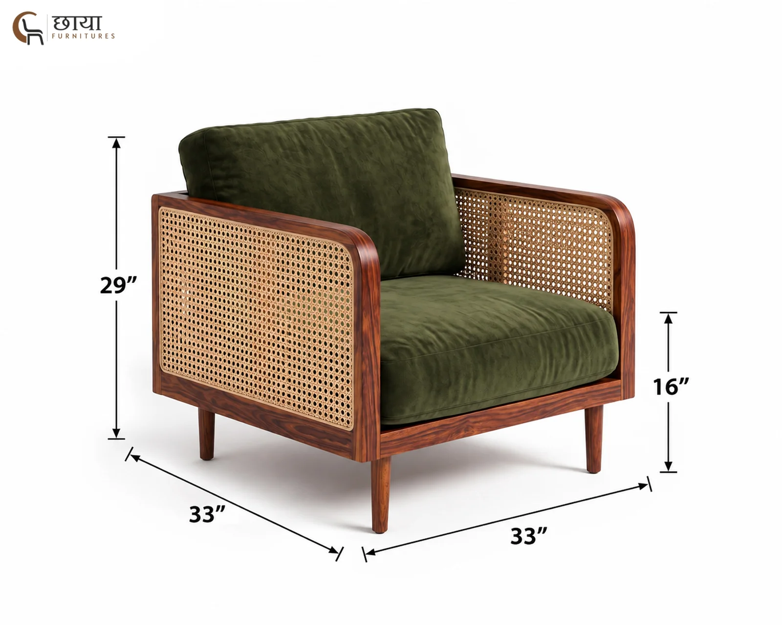Skyler Arm Chair (Teak Finish) — dim 5