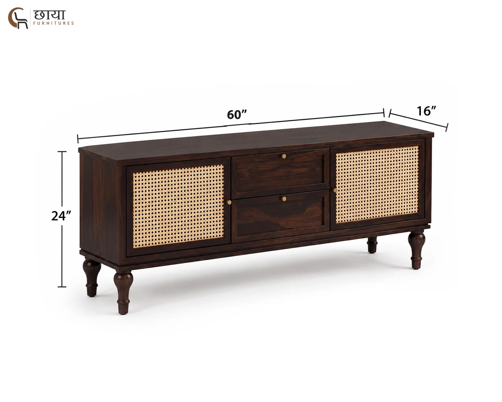 Avora TV Unit (Walnut Finish) — dim 7