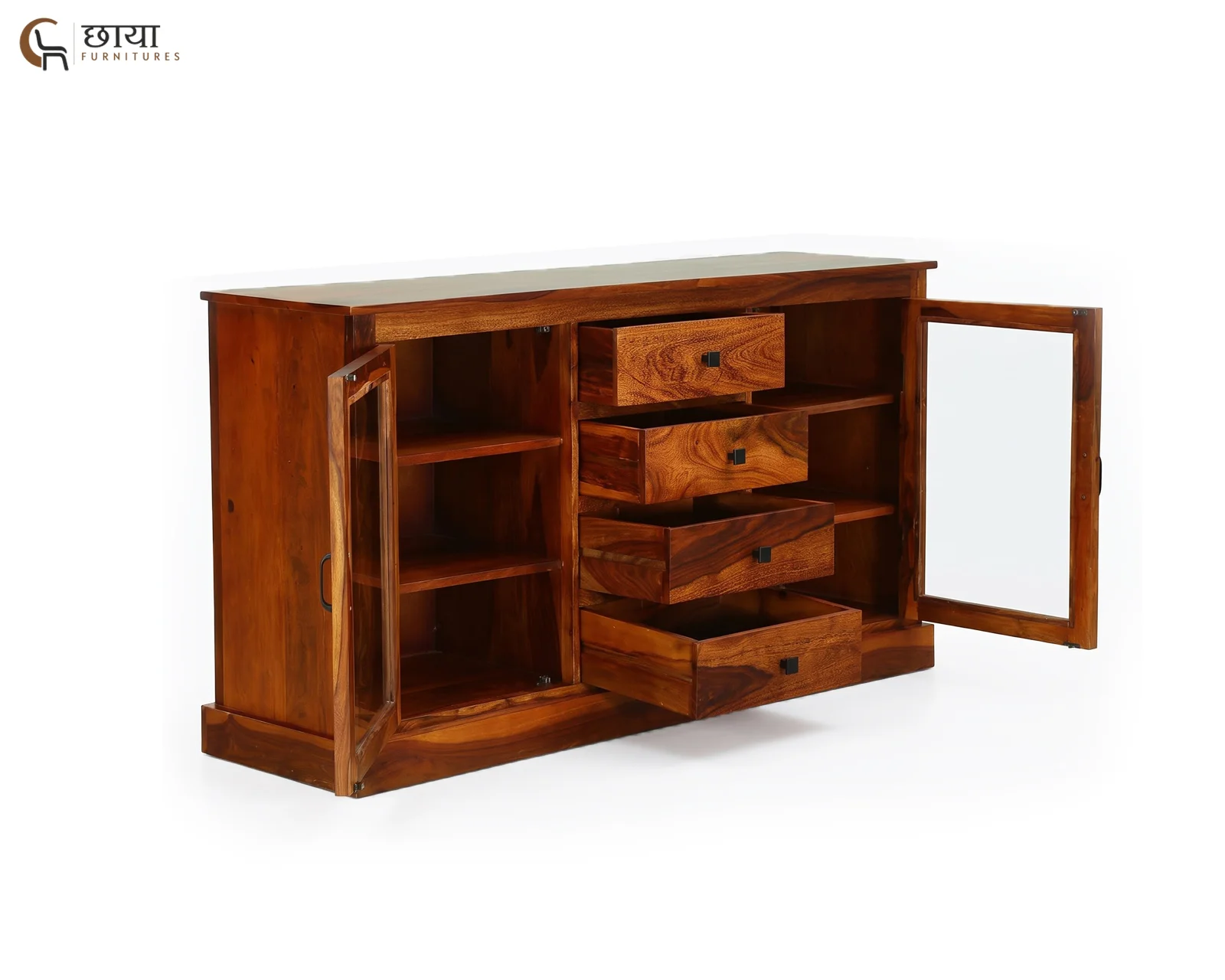 Logan Sheesham Wood Sideboard (Honey Finish) — 4