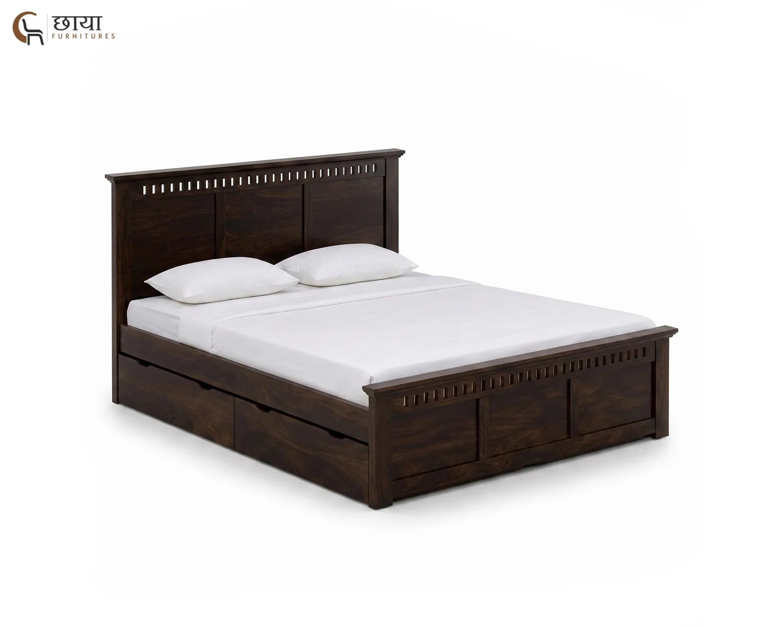 Manasa Sheesham Wood Bed With Draw Storage (Queen Size, Walnut Finish) — 10