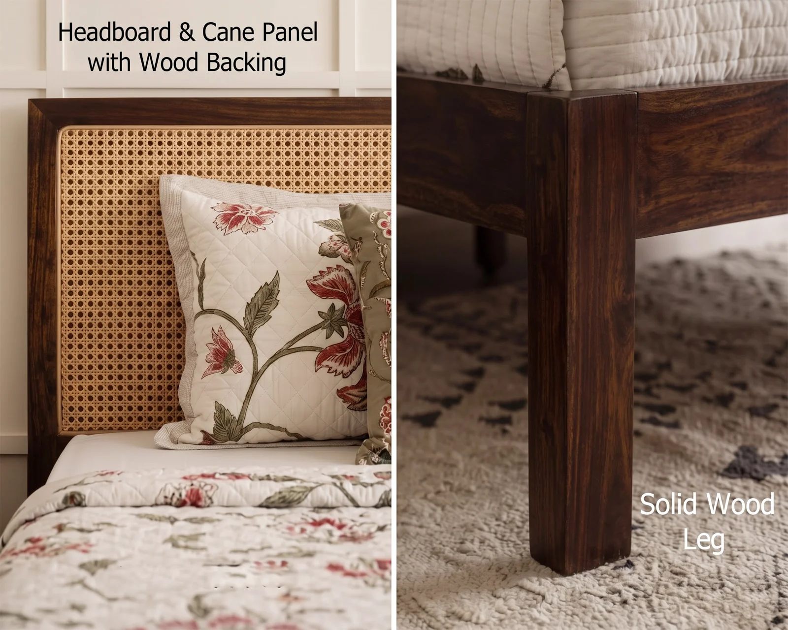 Adam Sheesham Wood Bed Without Storage (Queen Size, Walnut Finish) — 18