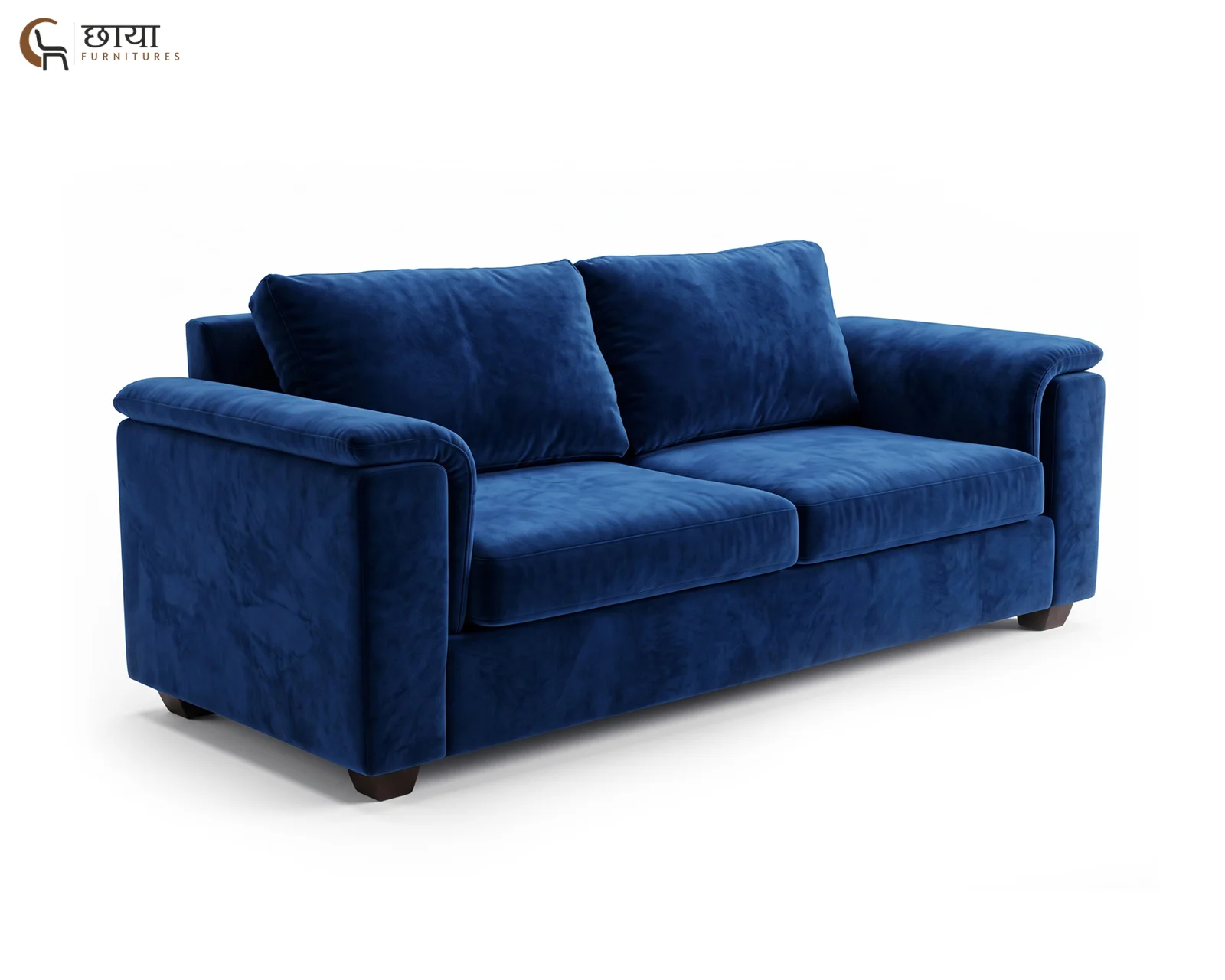 Liora 3 Seater Fabric Sofa (Blue Velvet) — 1