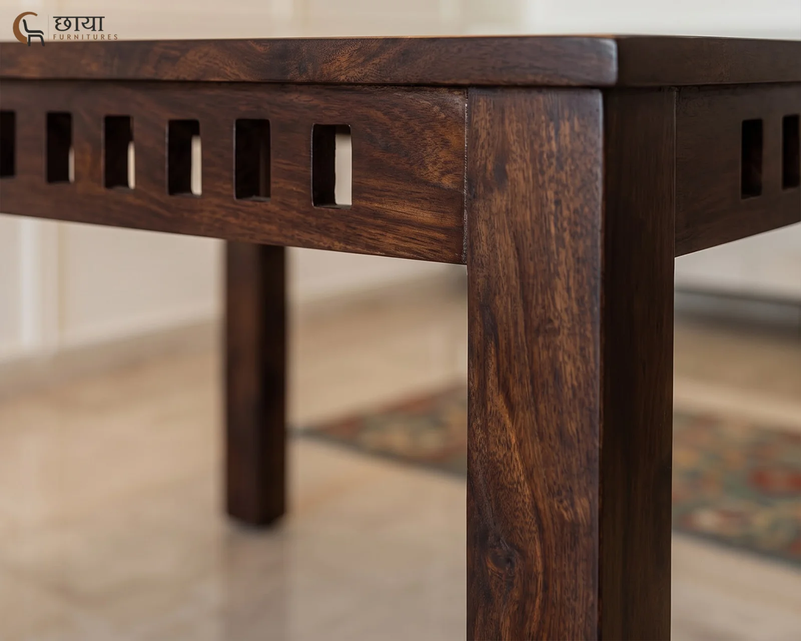 Haven 6 Seater Dining Table (Walnut Finish) — 2
