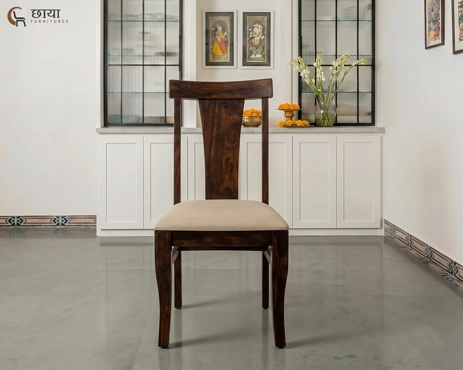 Utsav Dining Chair (Walnut Finish) — 2