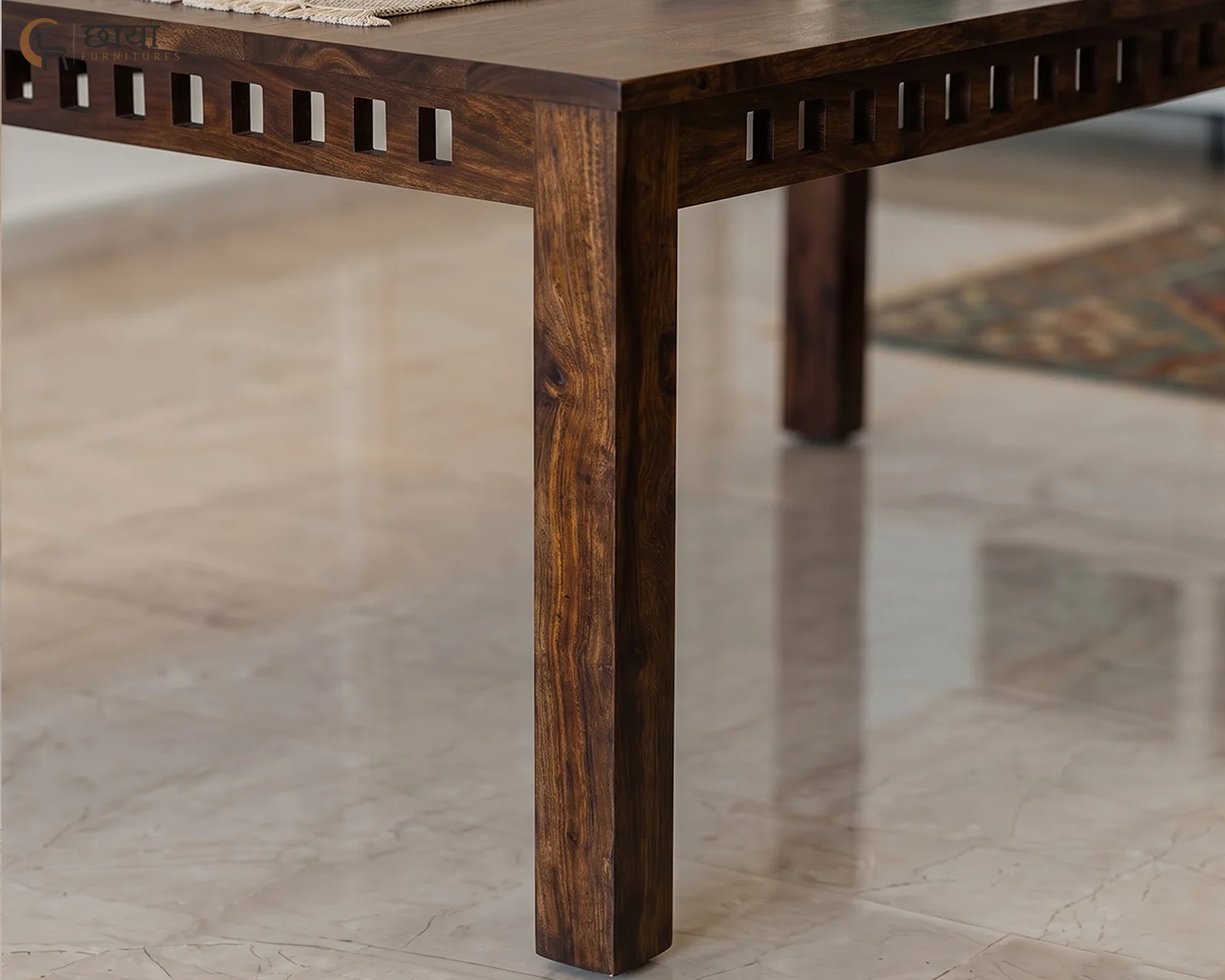 Haven 6 Seater Dining Table (Walnut Finish) — 2