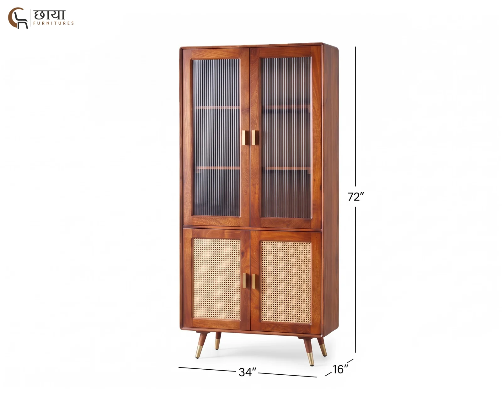 Jerald Sheesham Wood Kitchen Cabinet (Honey Finish) — dim 3