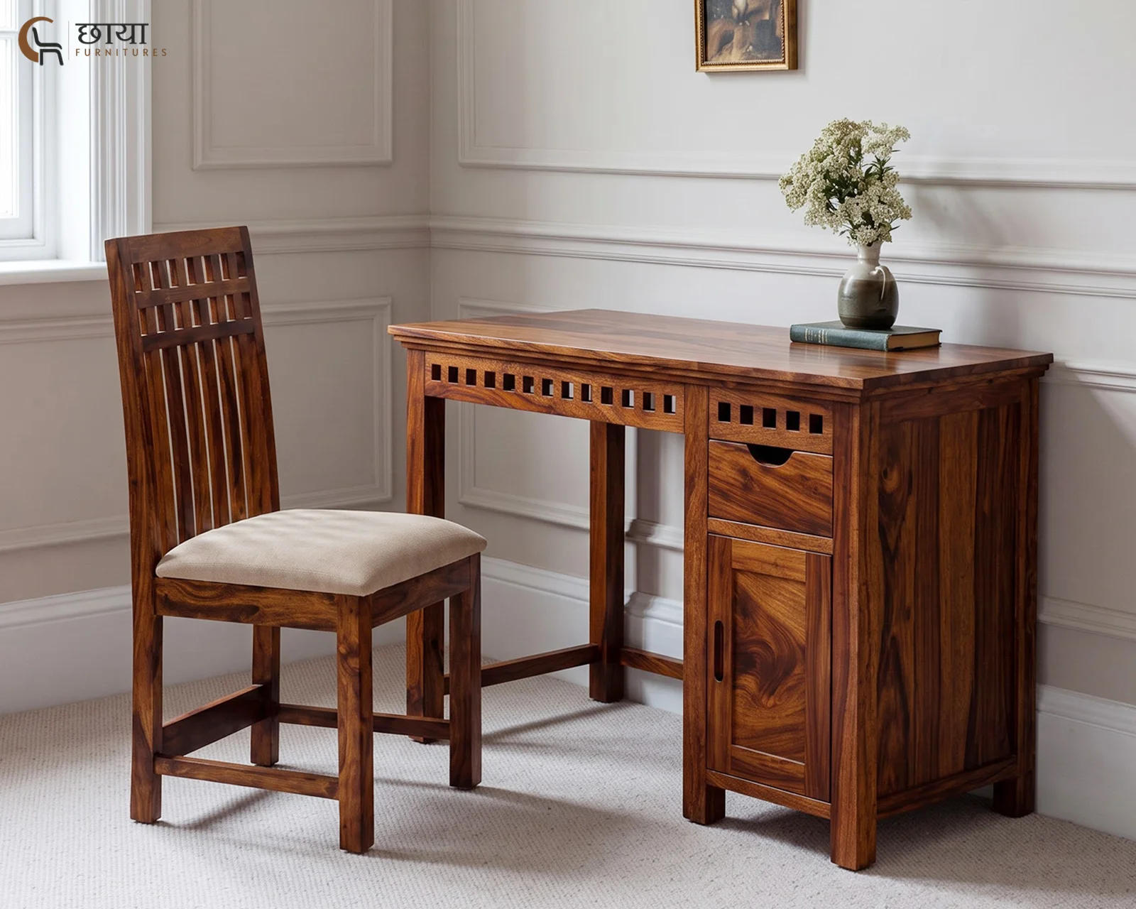 Haven Study Table (Honey Finish) — front (1)