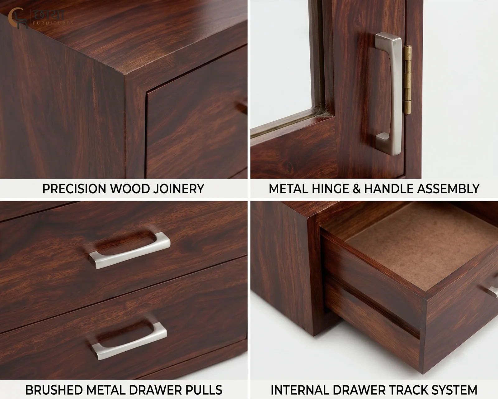 Aarav Sheesham Wood Dressing Table (Walnut Finish) — 13