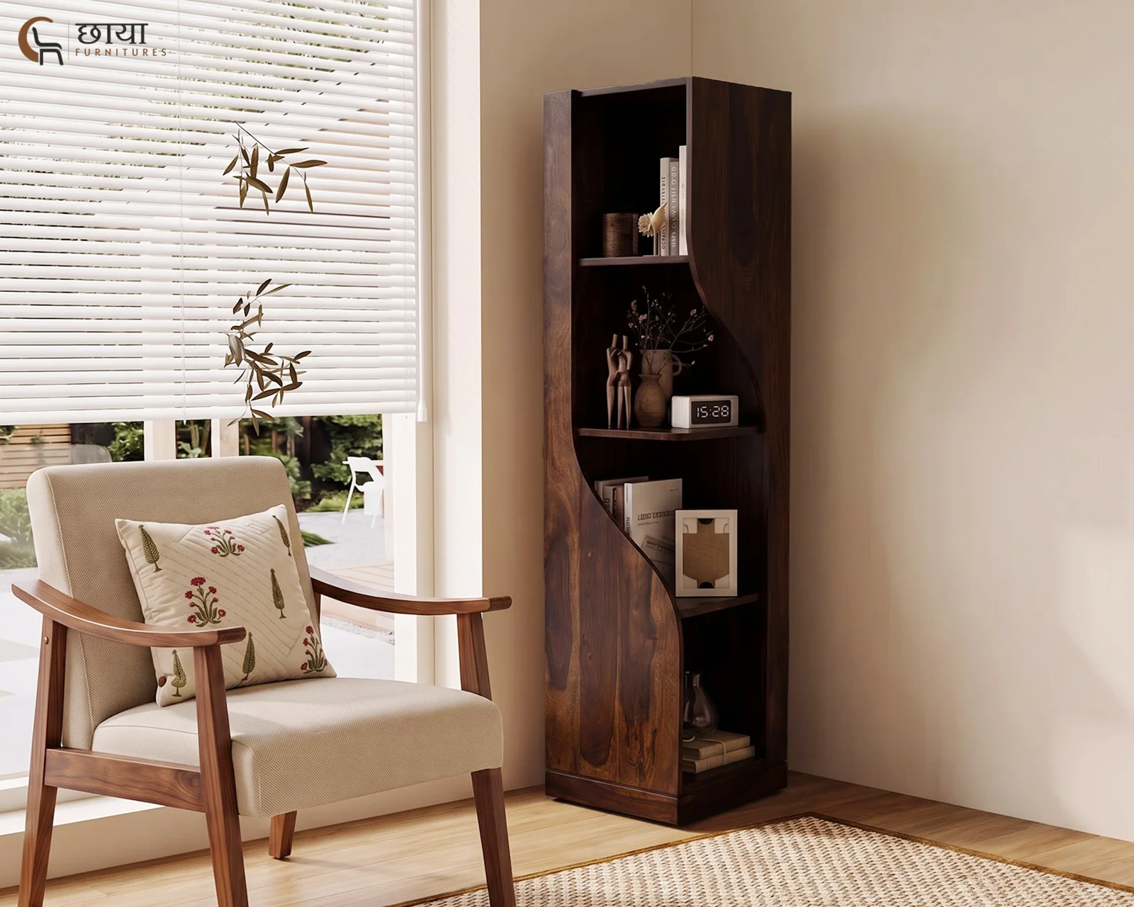 Sandy Book Shelf (Walnut Finish) — front (1)