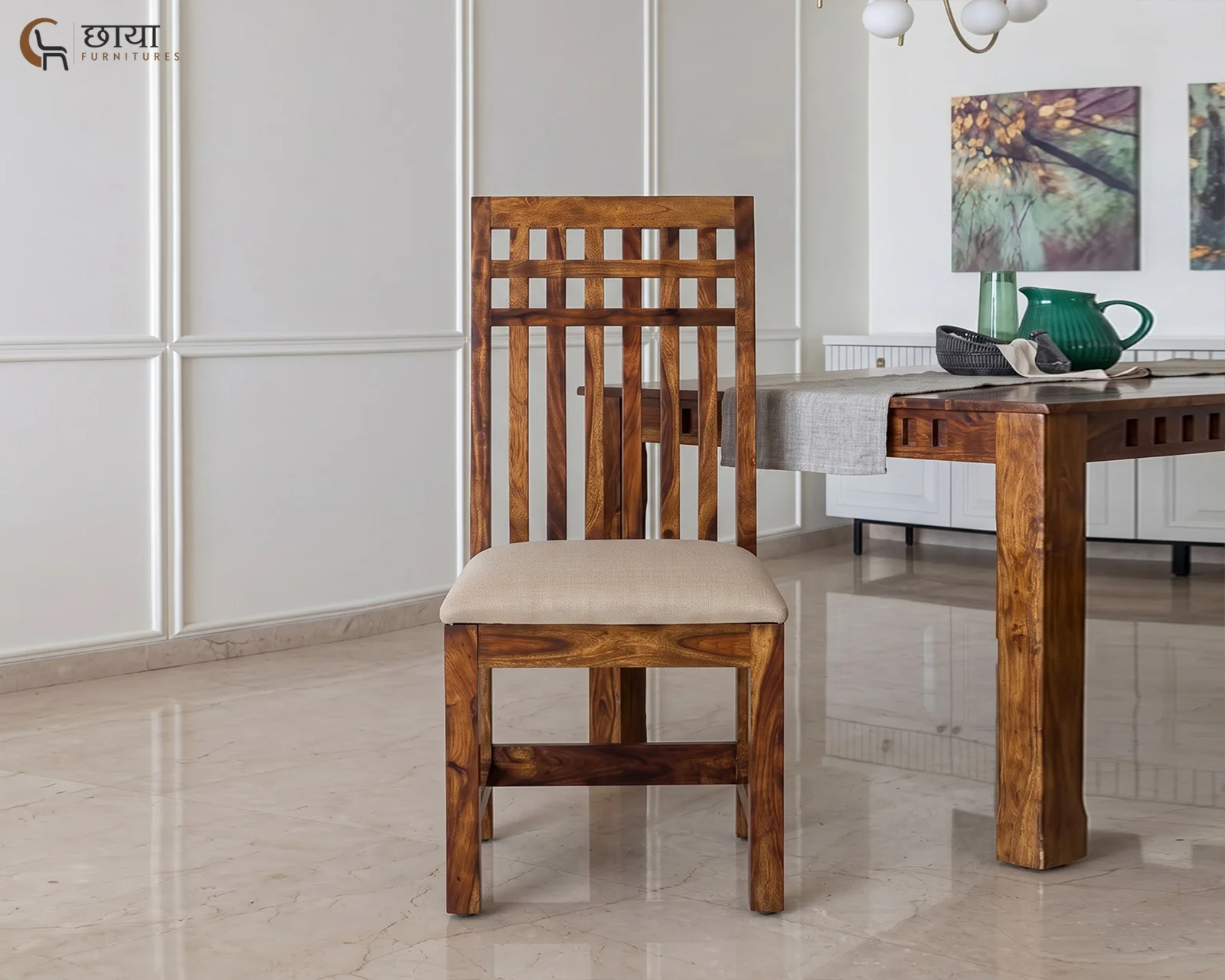Haven 6 Seater Dining Table Set (Honey Finish) — 6