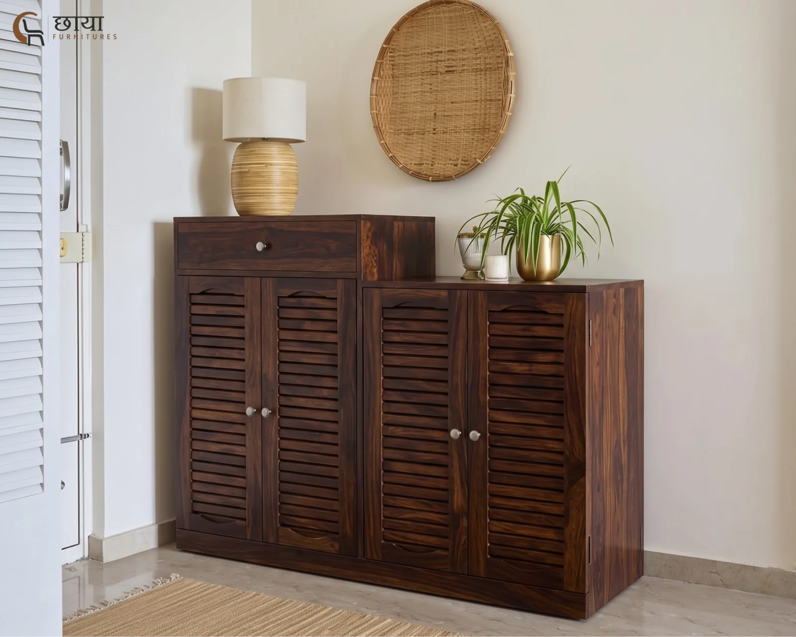 Belora Shoe Rack (Walnut Finish) — front (1)