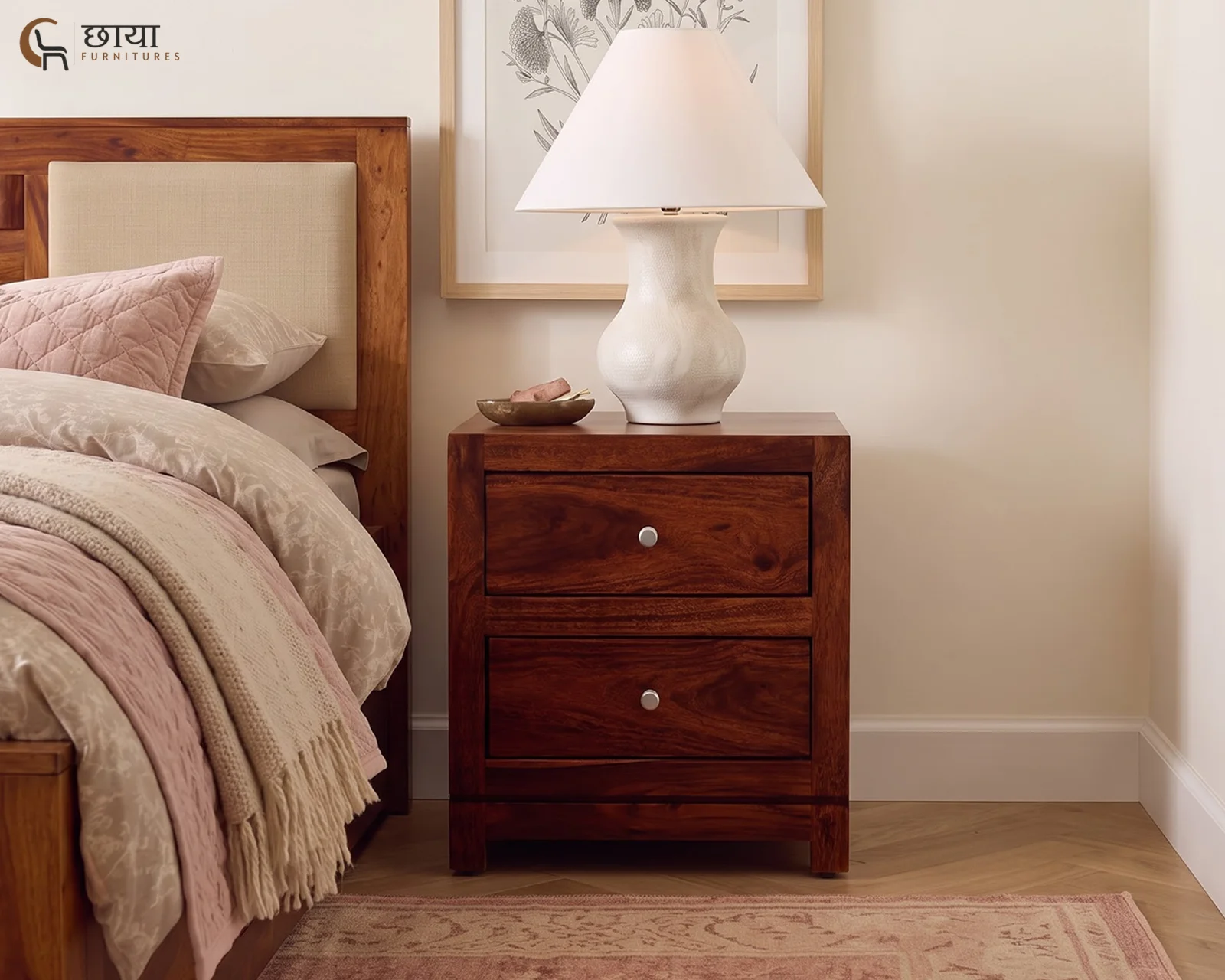 Nidra Bedside Table (Honey Finish) — 8