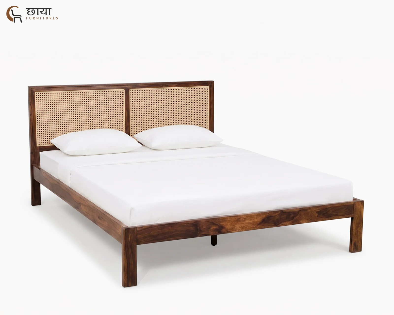 Adam Sheesham Wood Bed Without Storage (Queen Size, Honey Finish) — 5