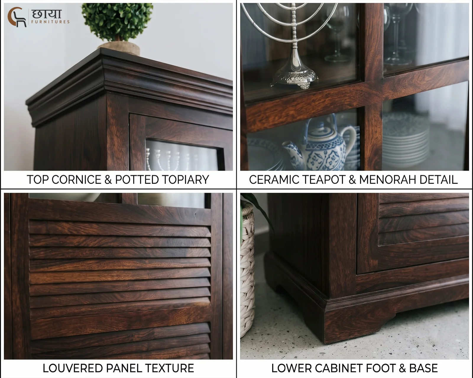 Steve Sheesham Wood Kitchen Cabinet (Walnut Finish) — 17
