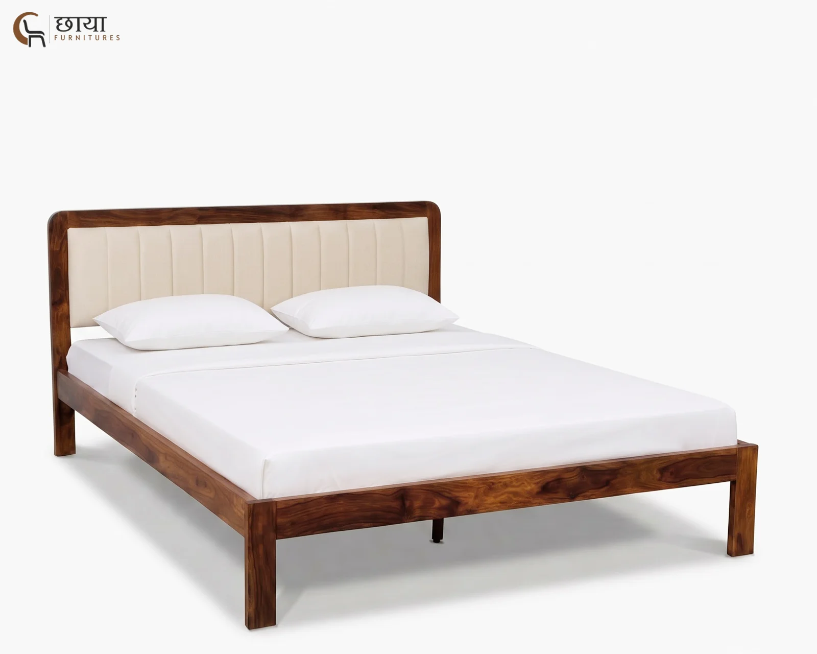 Lydia Sheesham Wood Bed Without Storage (Queen Size, Honey Finish) — 11